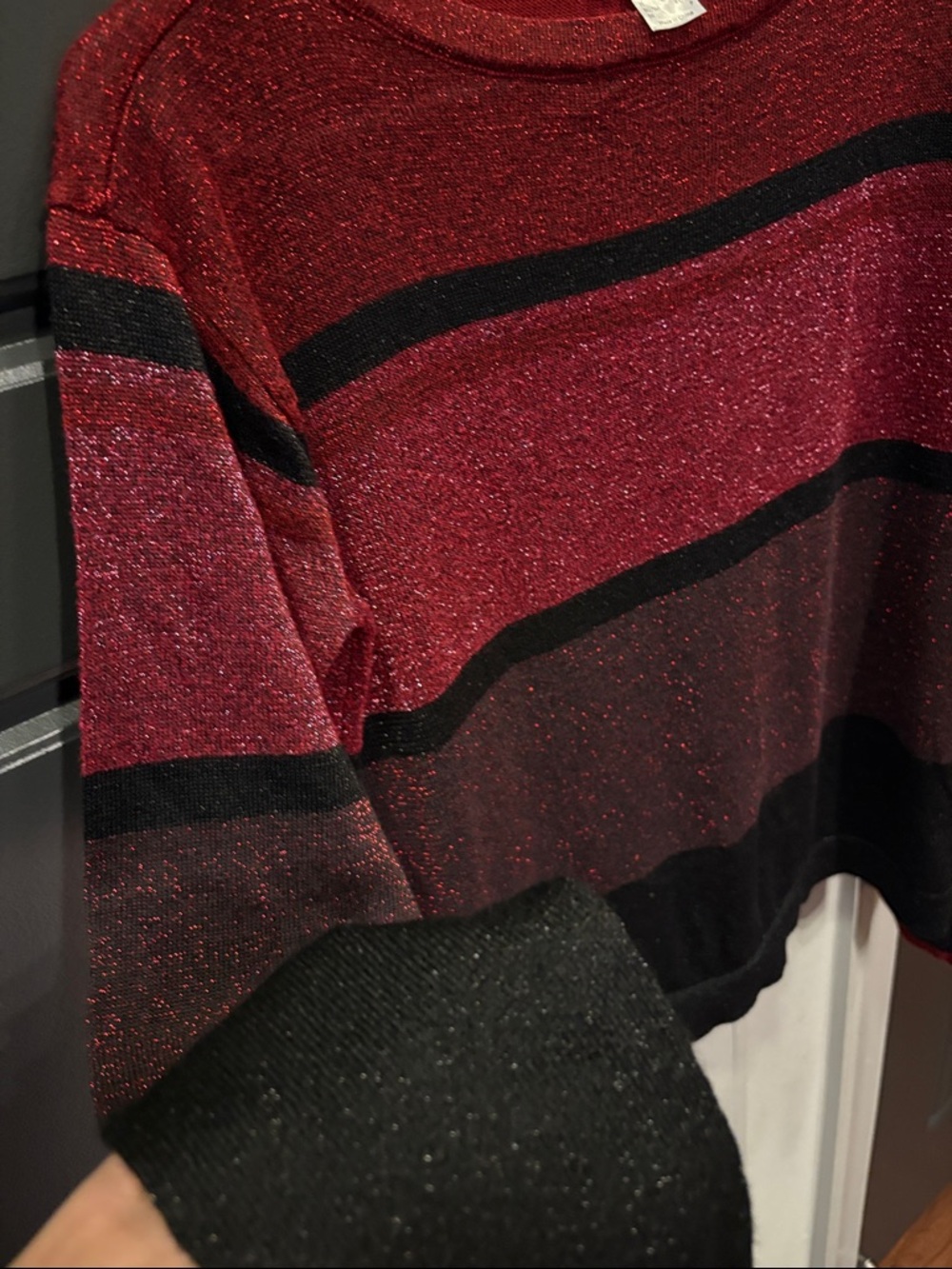 VENUS Sparkle Ribbed Knit Top in Deep Red - Picture 4 of 4